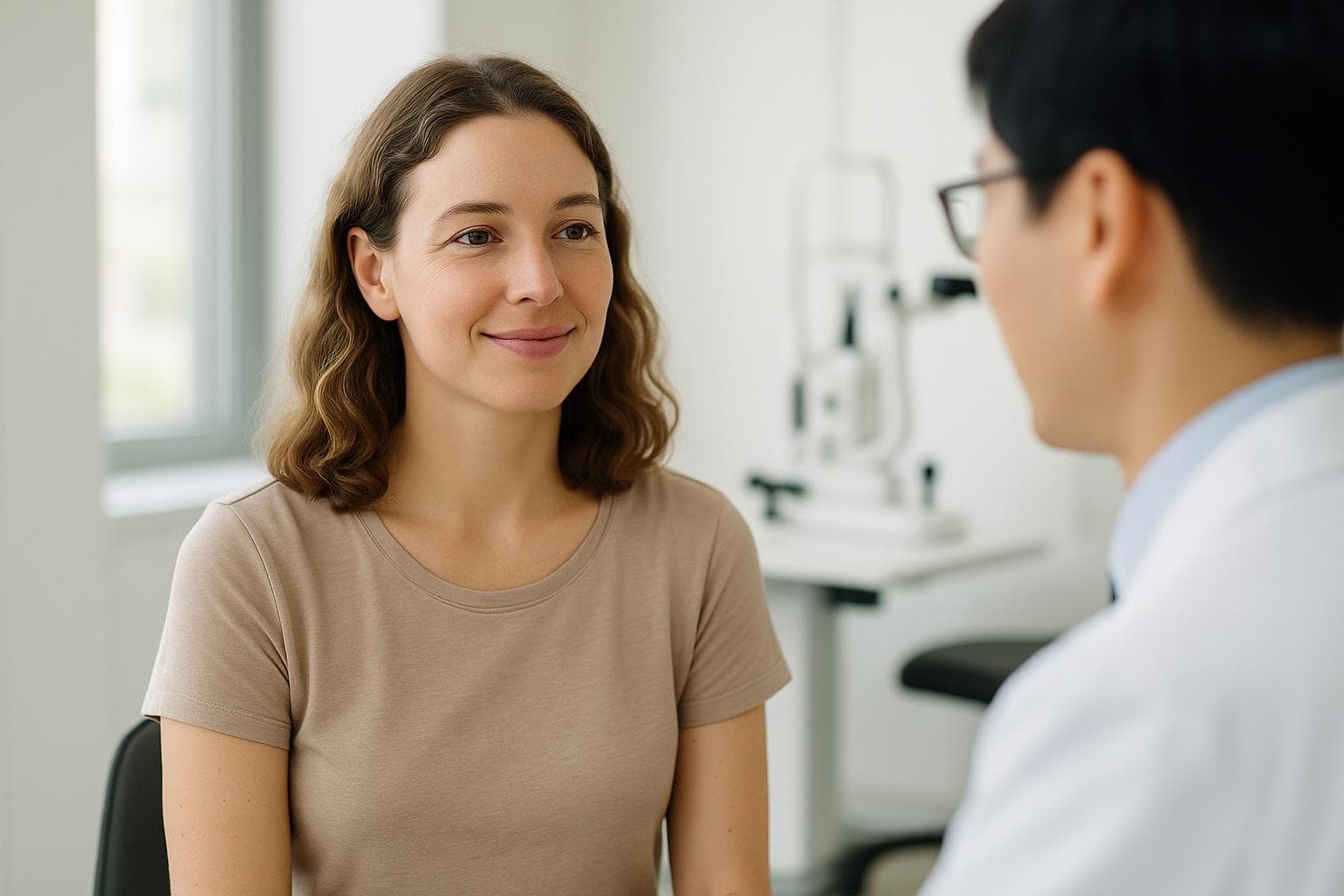 Dr. Kim Sun-young examining an international patient at Healing Eye Clinic in Seoul