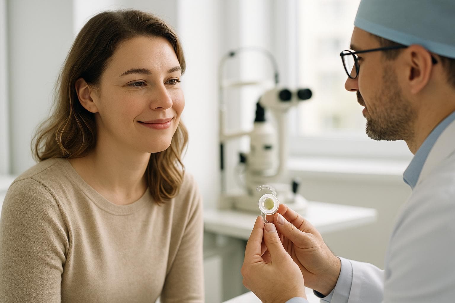 Dr. Kim Sun-young comparing corneal data to decide between ICL and LASIK