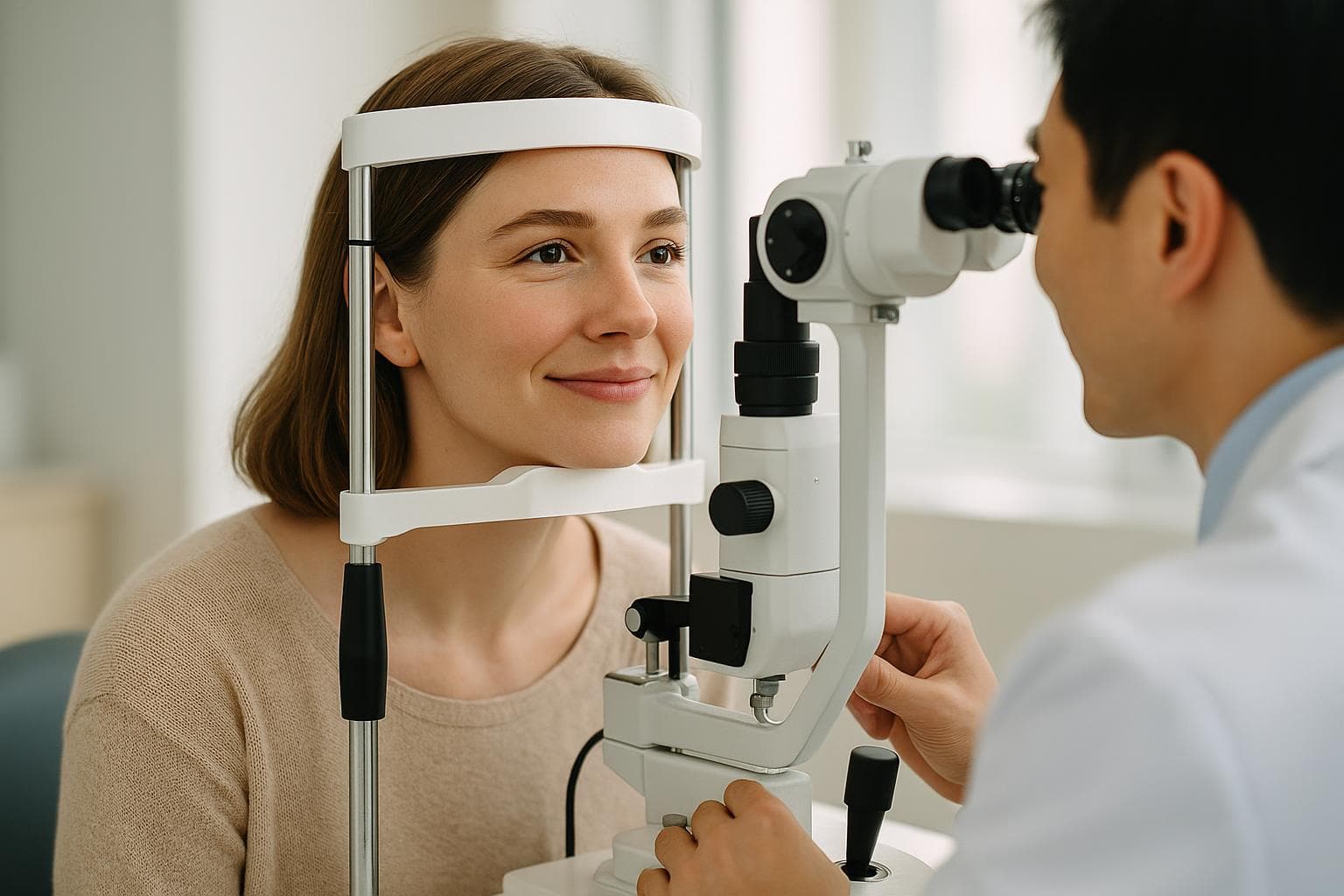 Dr. Kim Sun-young reviewing corneal topography before quoting a LASIK plan