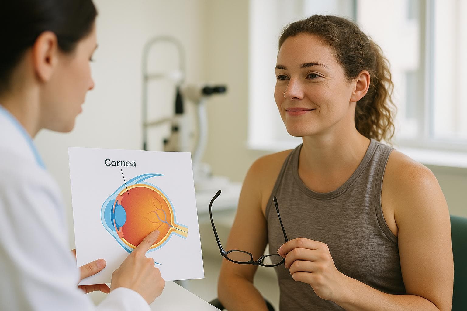 Athlete's eye assessed for flapless laser vision correction at Healing Eye Clinic