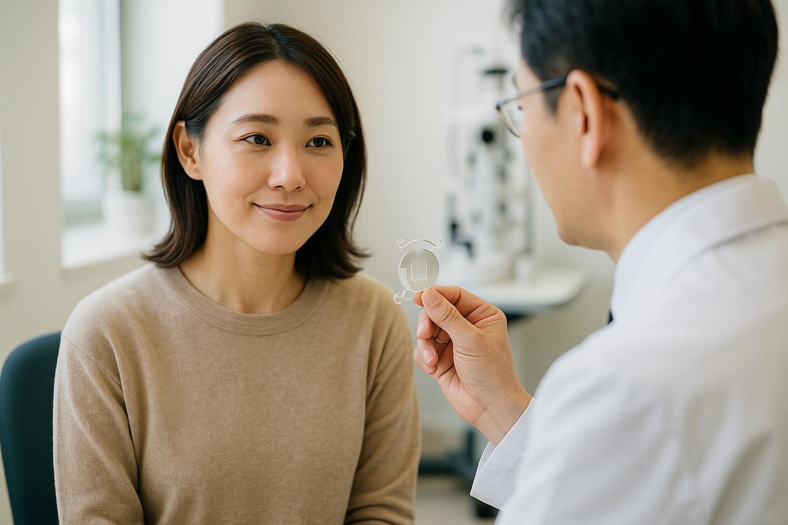 Healing 眼科キム・ソニョン院長が前房深度を含むICL適応検査を行う様子