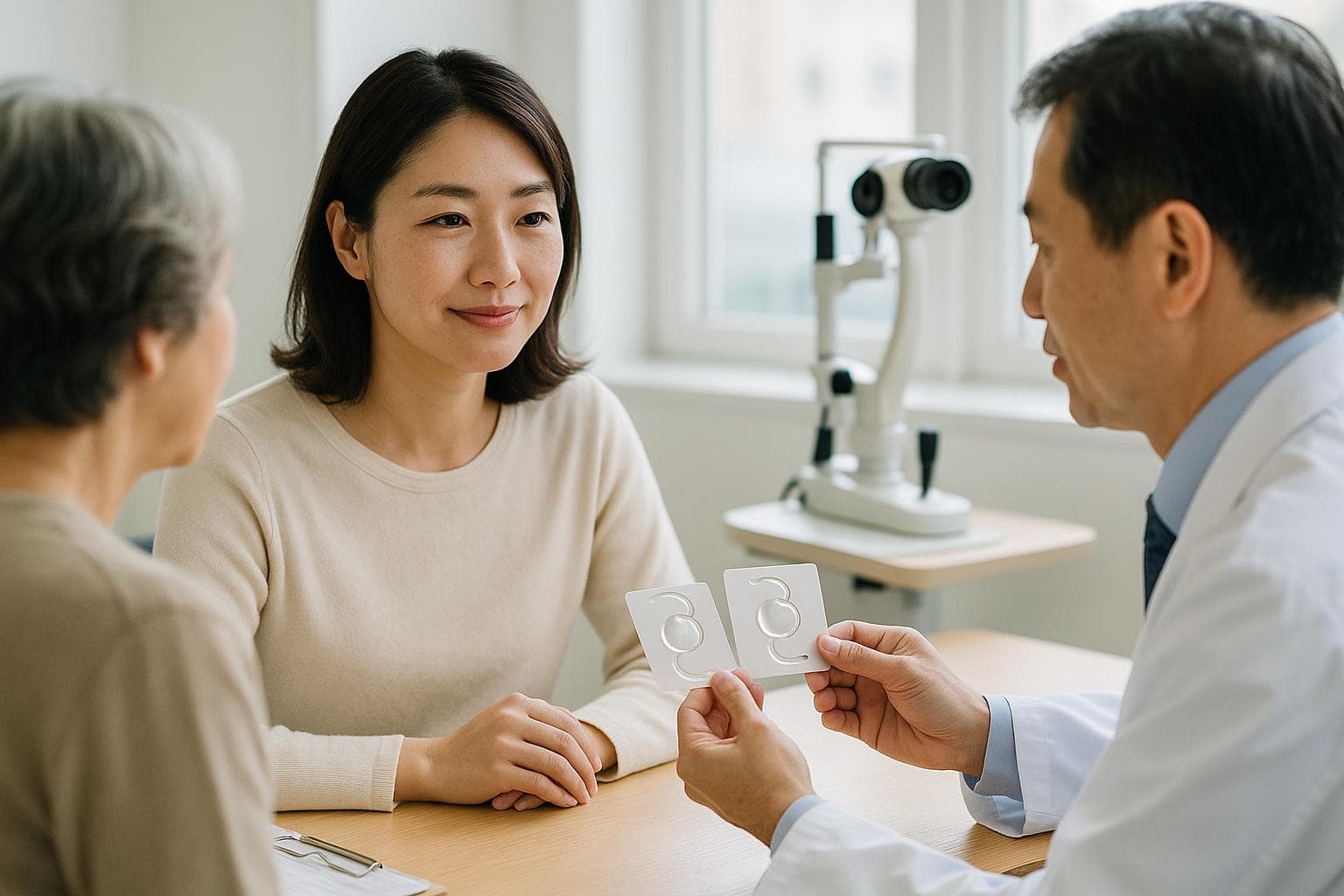 ヒーリング眼科で老眼治療と多焦点レンズの適応を精密に診察する様子