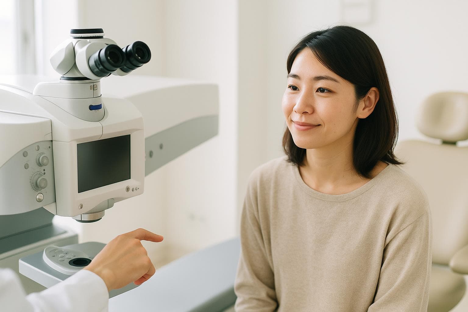 ヒーリング眼科でSMILEに向くか角膜を精密に確認する検査の様子