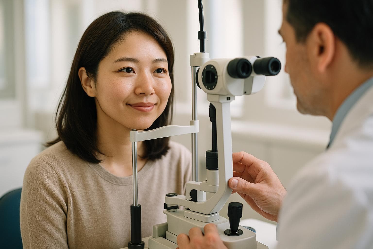 ヒーリング眼科で年齢に応じた術前検査を行う様子
