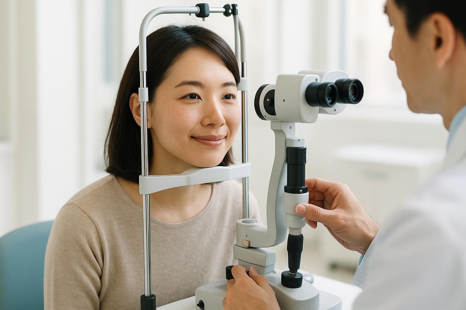 ヒーリング眼科で術後のドライアイを評価する涙液検査の様子