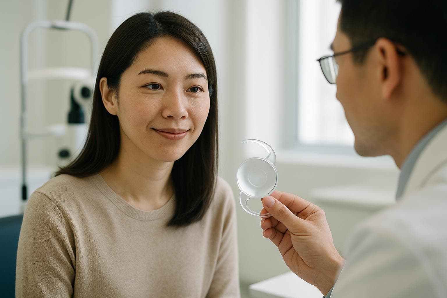 Healing 眼科金善英院長為患者比較 ICL 與 LASIK 適合度的諮詢場景