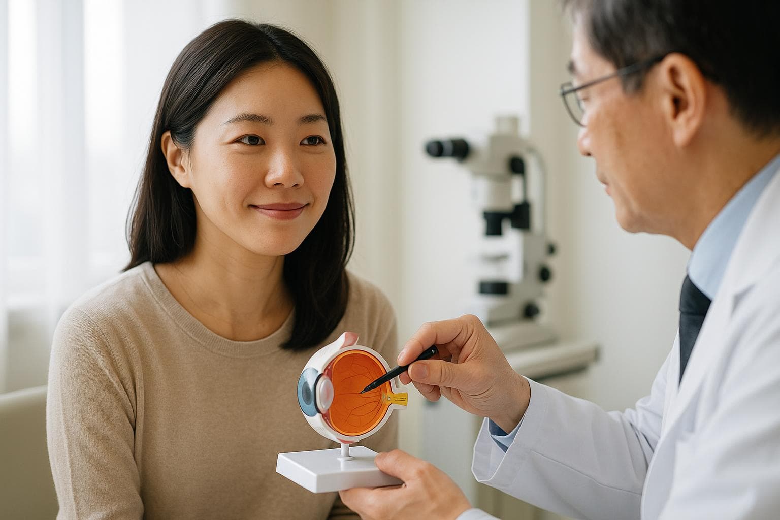 Healing 眼科金善英院長為患者進行白內障術前精密檢查