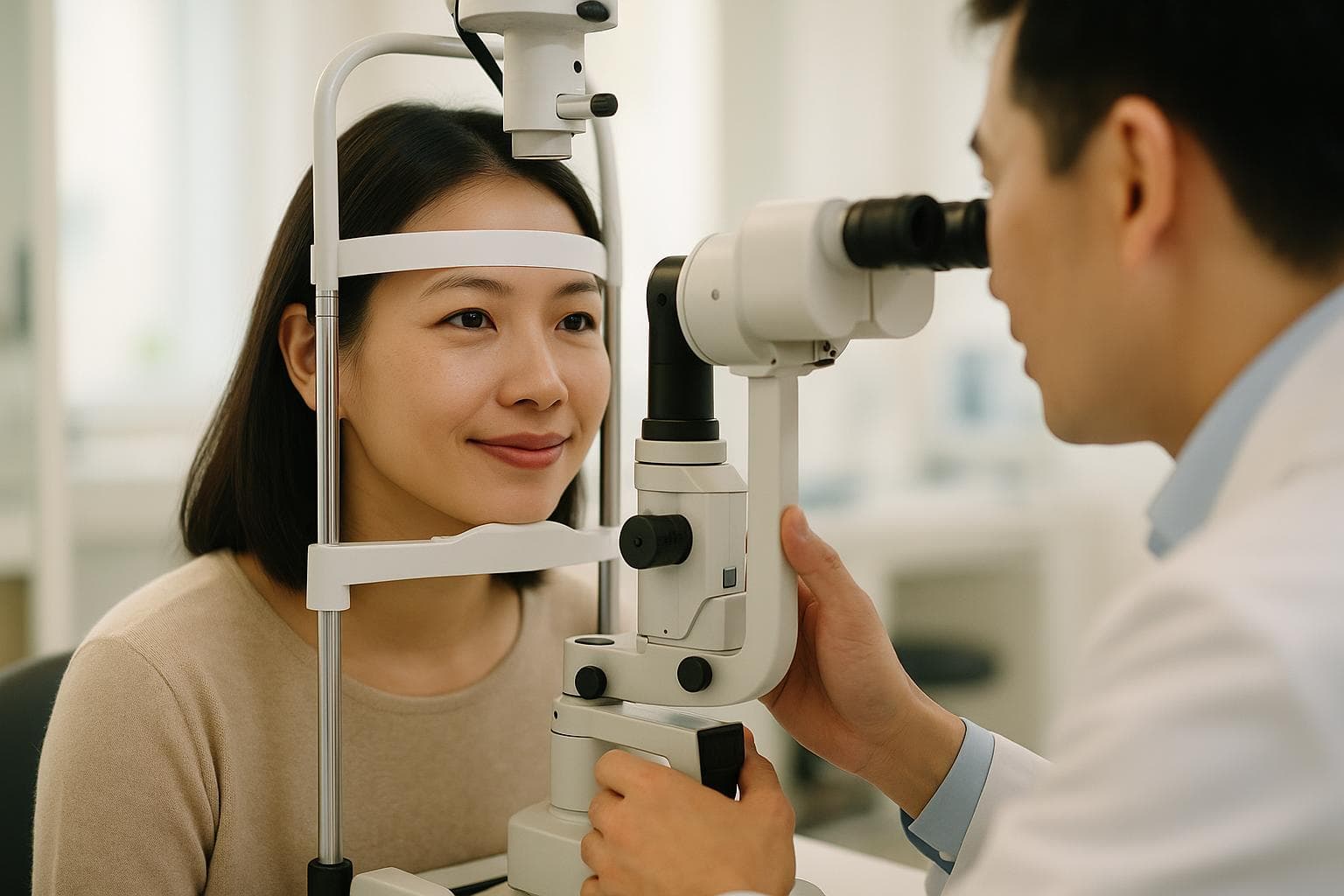 金善英院長親自為患者進行 LASIK 術前精密檢查