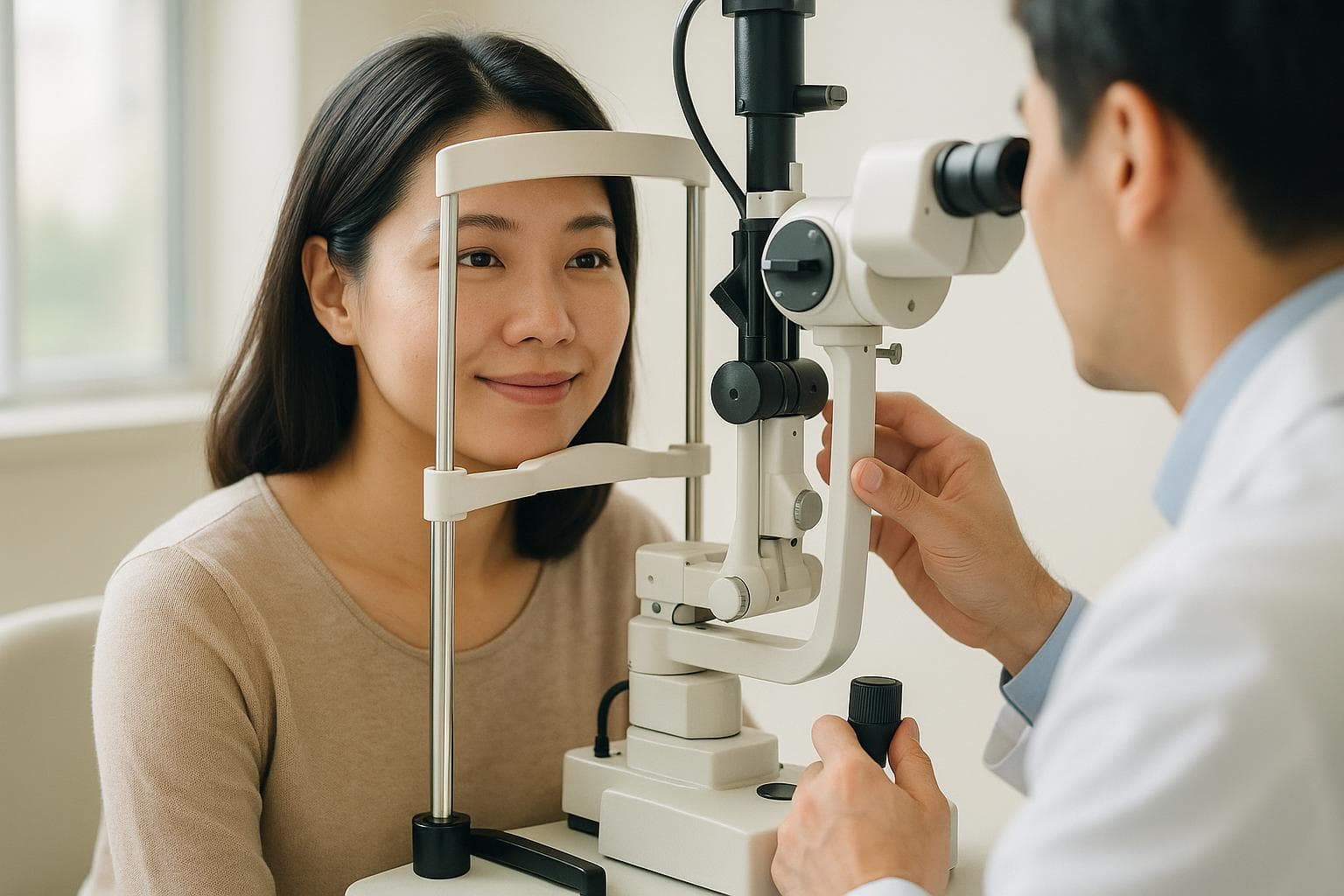 Healing 眼科金善英院長在診間為患者說明近視雷射的恢復過程與注意事項