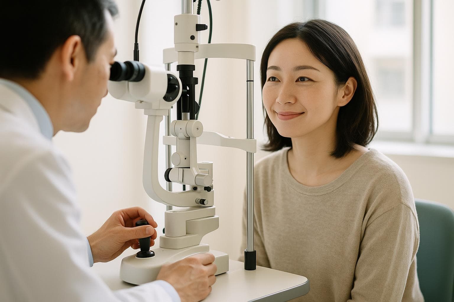 ヒーリング眼科のキム・ソニョン院長が1:1で精密な視力検査を行っている様子